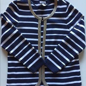 Charter Club sailor sweater/metallic gold trim
